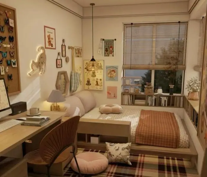 Kamar Estetik Warnita Warna Netral Lembut yang Menenangkan